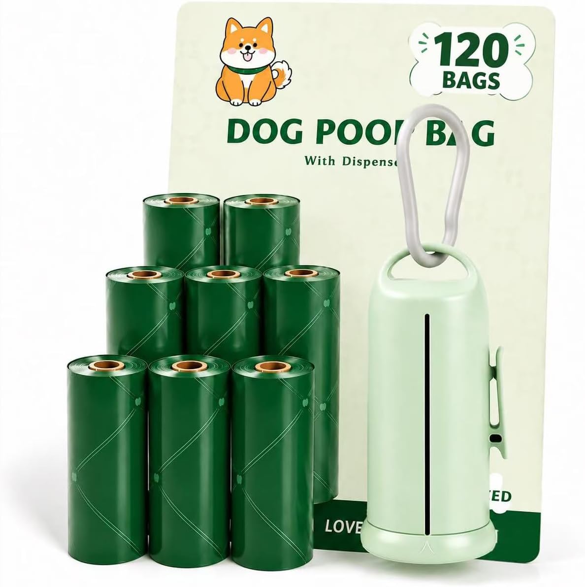 BeePoo Leash Poop Bag Holder + 15 Bags