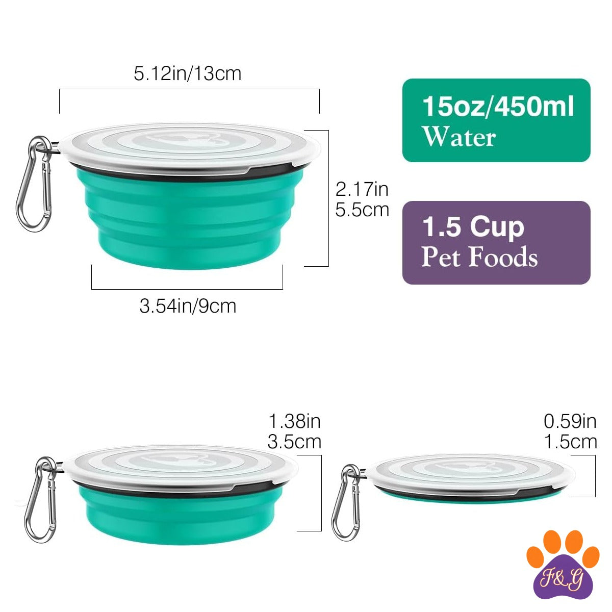 BeePoo Collapsible Travel Bowls with Lids 2-Pack