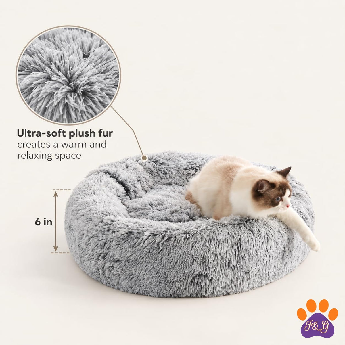 BeePoo Calming Donut Bed for Small Dogs – 20" – image 2