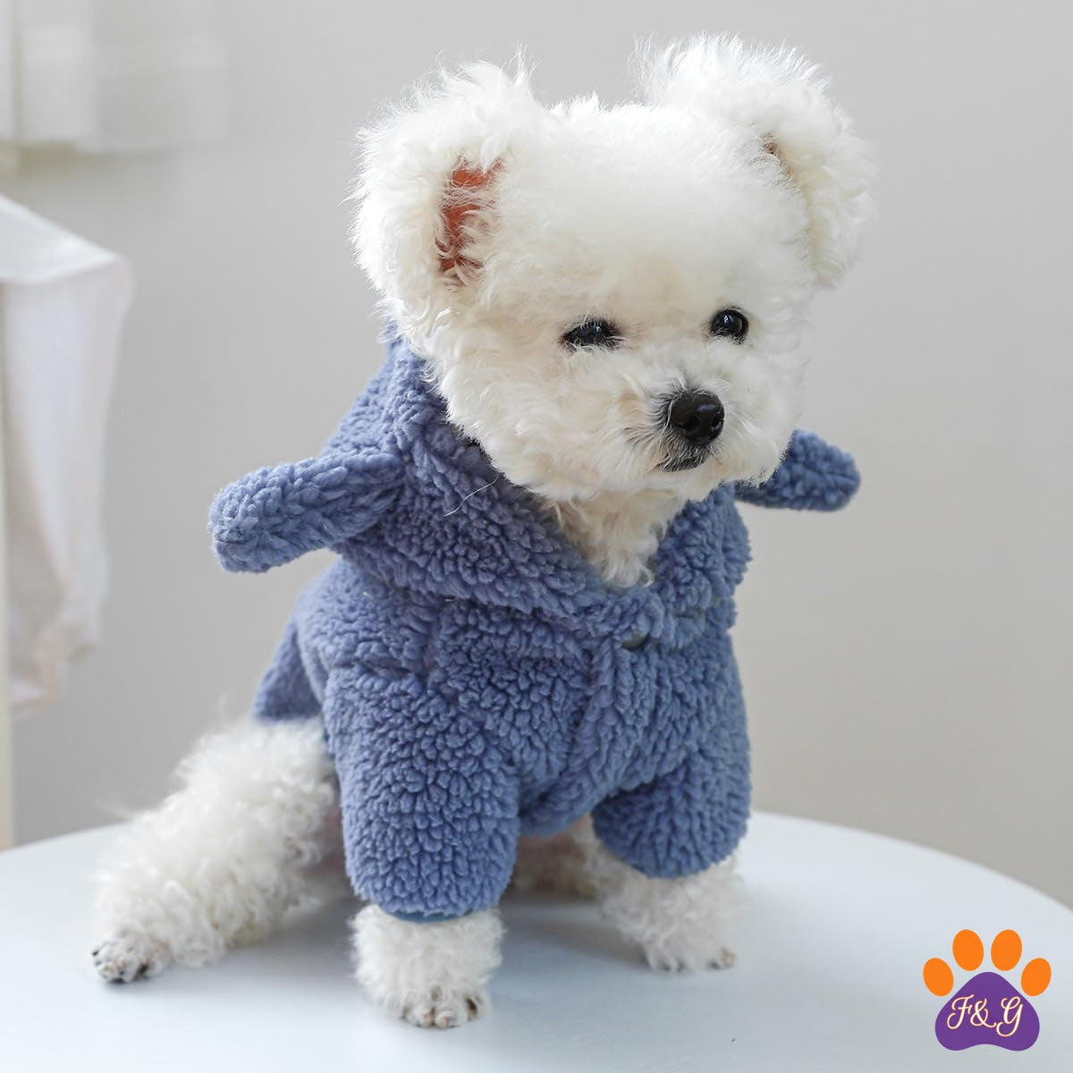 Front view of sherpa dog coat