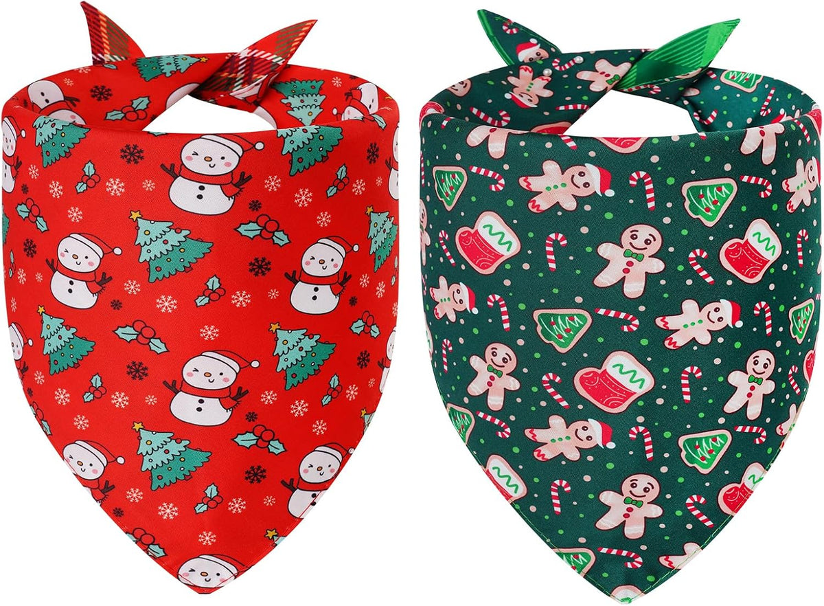 BeePoo Christmas Buffalo Plaid Bandanas 8-Pack – Small