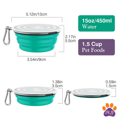 BeePoo Collapsible Travel Bowls with Lids 2-Pack