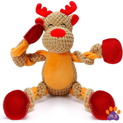 BeePoo Reindeer Rope Squeaky Plush