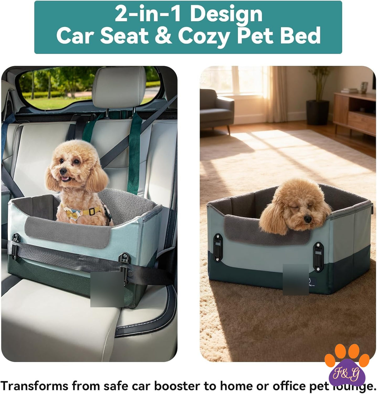 BeePoo Elevated Dog Car Seat with Safety Leash – Small – image 2