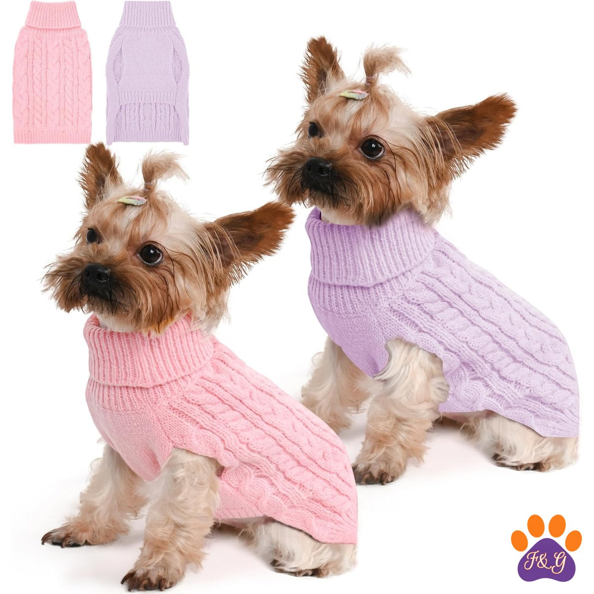 BeePoo Cable Knit Turtleneck Sweater 2-Pack – Small