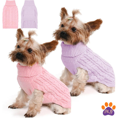 BeePoo Cable Knit Turtleneck Sweater 2-Pack – Small