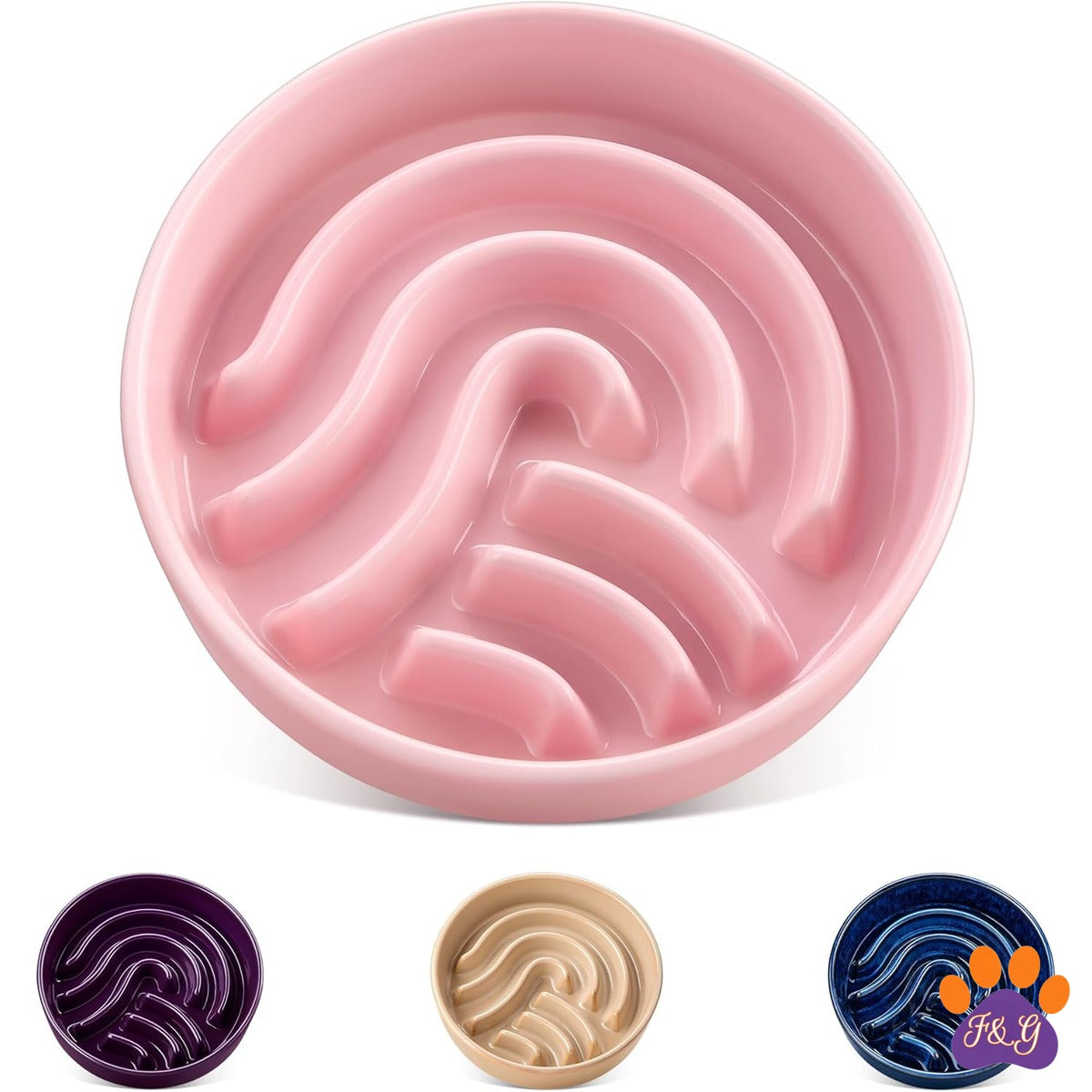 BeePoo Ceramic Slow Feeder Bowl, Small
