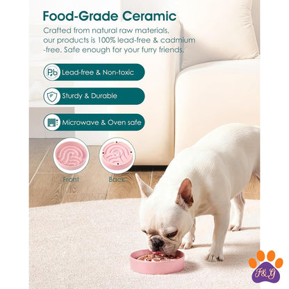 BeePoo Ceramic Slow Feeder Bowl, Small