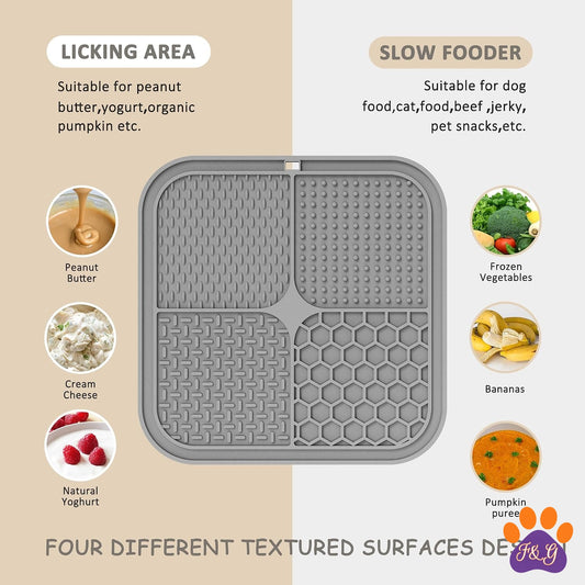 Dog using lick mat