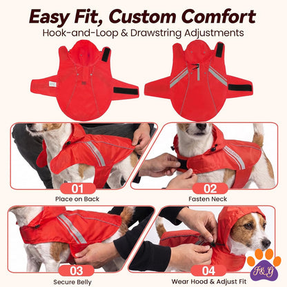 Adjustable dog raincoat fit