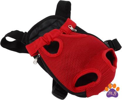 Red mesh legs-out front dog carrier
