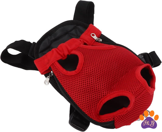 Red mesh legs-out front dog carrier